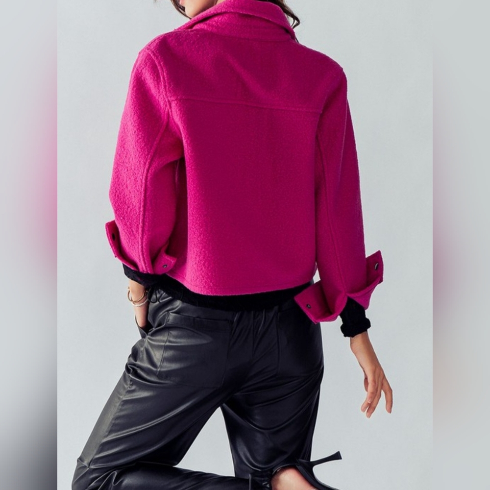 #206 🛑28 S, M FINAL PRICE SNAP BUTTON SEMI CROP TEDDY JACKET - Picture 8 of 9
